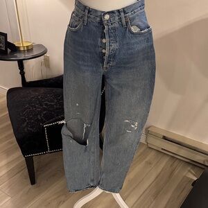 Agolde Light Blue Denim Jeans with Label Detail